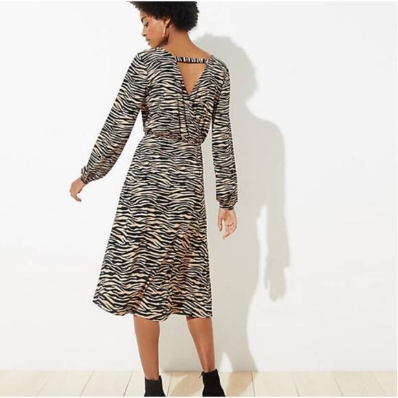 NWT LOFT Long Sleeve Tiger Stripe Bar Back Dress // 6 - Picture 3 of 14